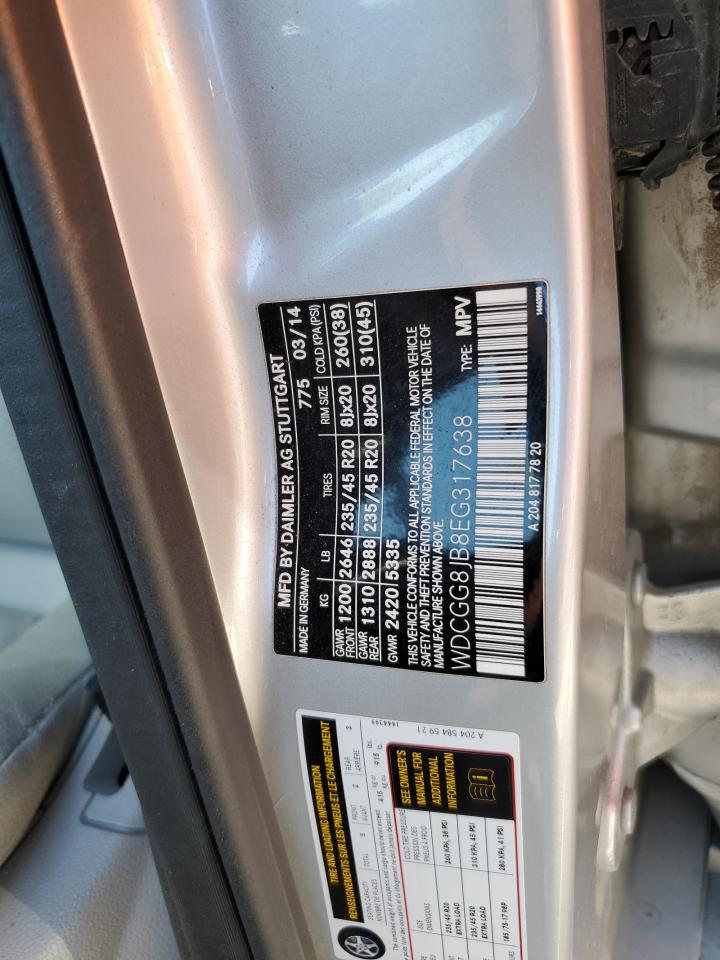 2014 Mercedes-Benz Glk 350 4Matic VIN: WDCGG8JB8EG317638 Lot: 63106304