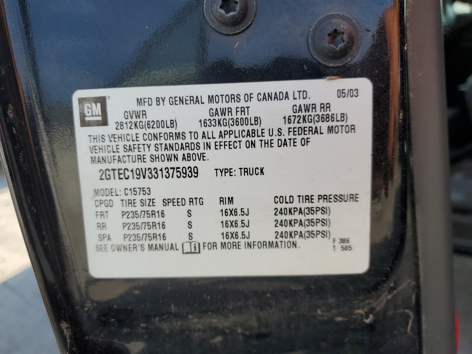 2GTEC19V331375939 2003 GMC New Sierra C1500