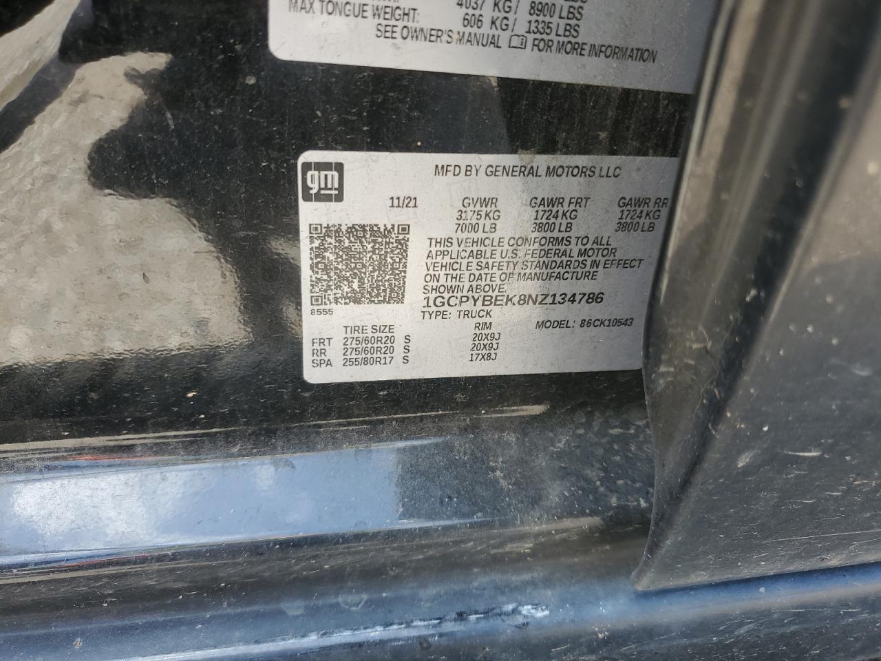 2022 Chevrolet Silverado Ltd K1500 Custom VIN: 1GCPYBEK8NZ134786 Lot: 61826894