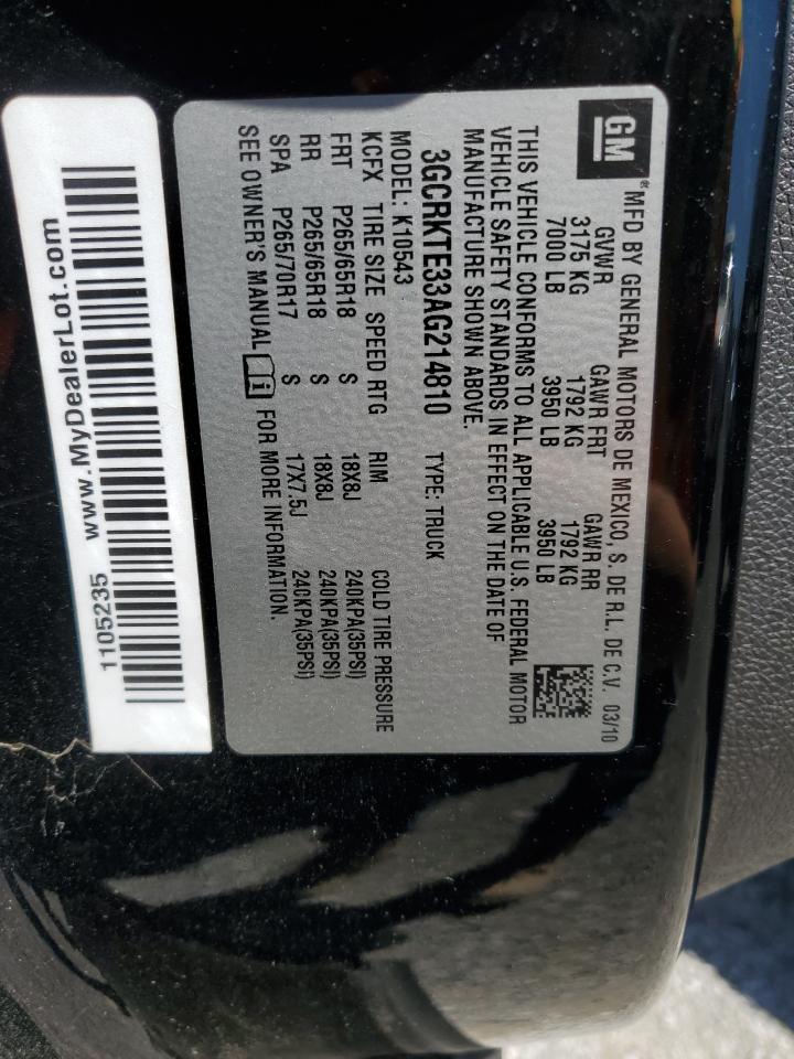 2010 Chevrolet Silverado K1500 Ltz VIN: 3GCRKTE33AG214810 Lot: 61041484