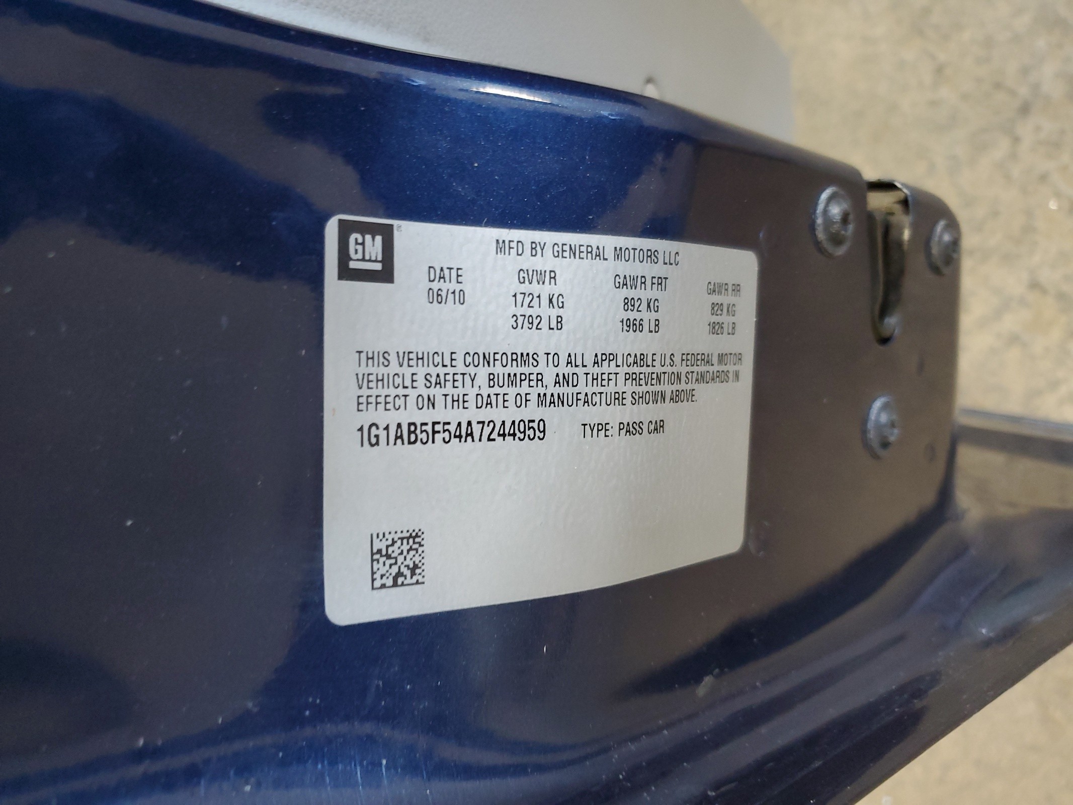 1G1AB5F54A7244959 2010 Chevrolet Cobalt Ls