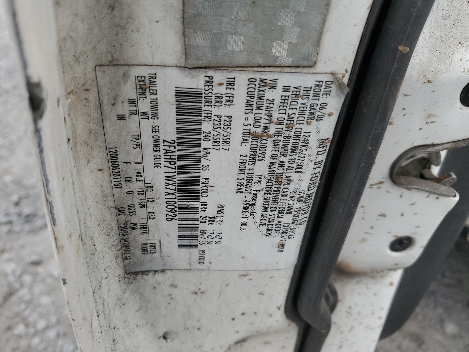 2FAHP71WX7X100926 2007 Ford Crown Victoria Police Interceptor