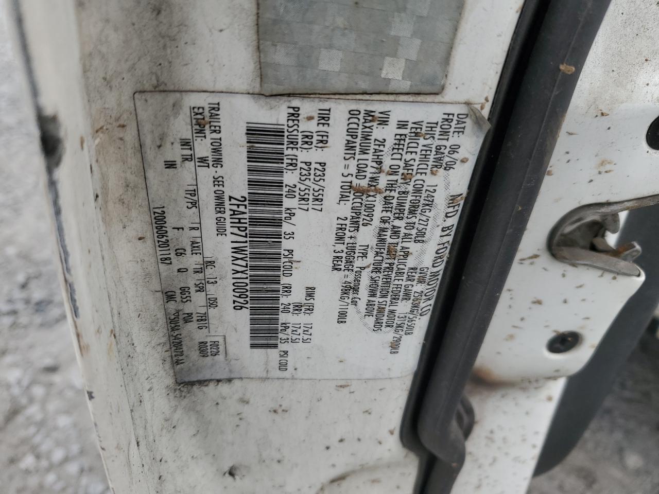 2007 Ford Crown Victoria Police Interceptor VIN: 2FAHP71WX7X100926 Lot: 64427984