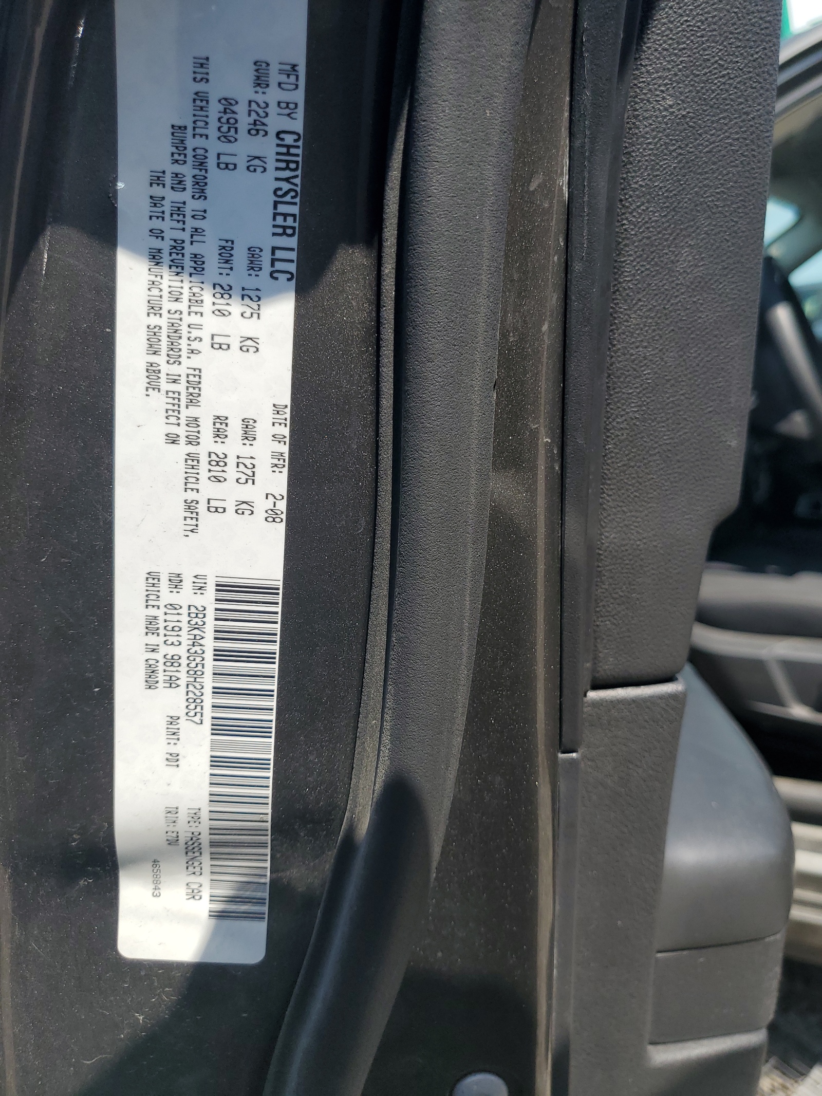 2B3KA43G58H228557 2008 Dodge Charger