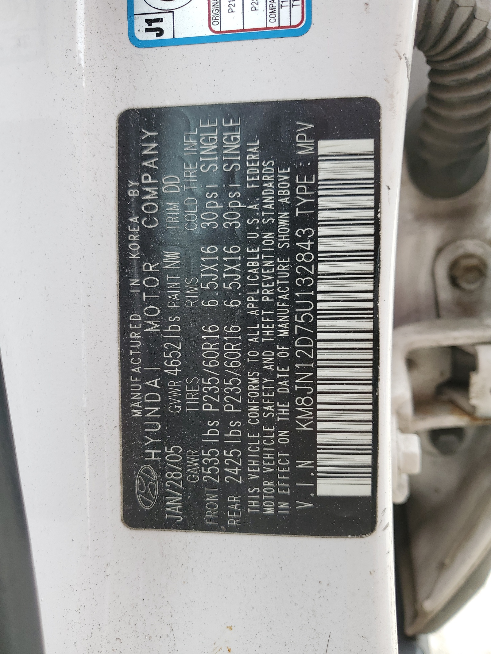 KM8JN12D75U132843 2005 Hyundai Tucson Gls