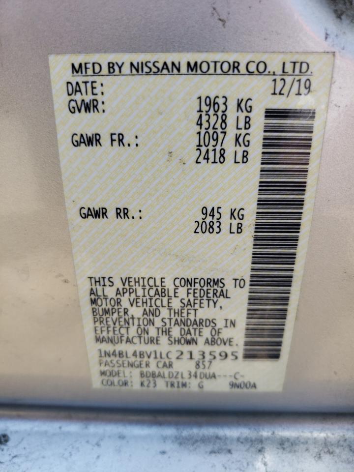 2020 Nissan Altima S VIN: 1N4BL4BV1LC213595 Lot: 63529914