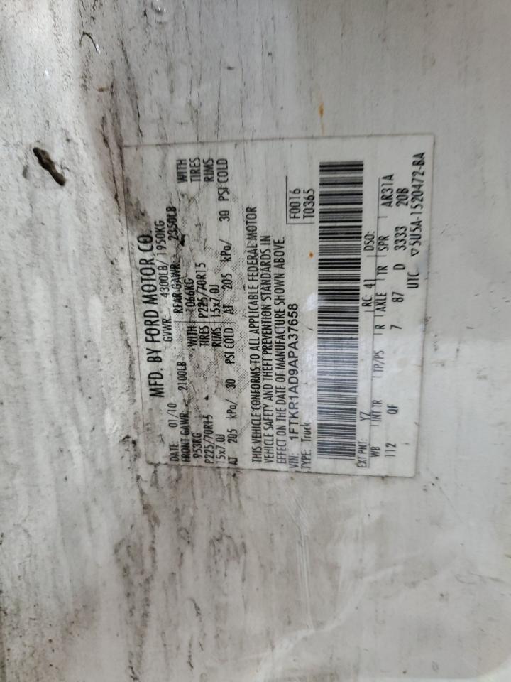 2010 Ford Ranger VIN: 1FTKR1AD9APA37658 Lot: 64430424