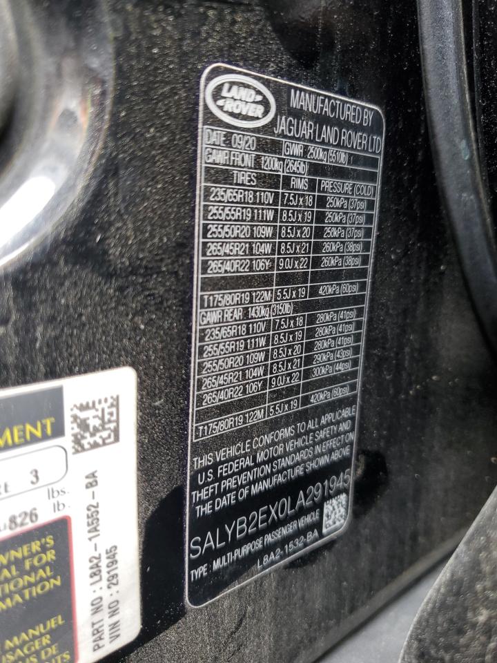 2020 Land Rover Range Rover Velar S VIN: SALYB2EX0LA291945 Lot: 63481384