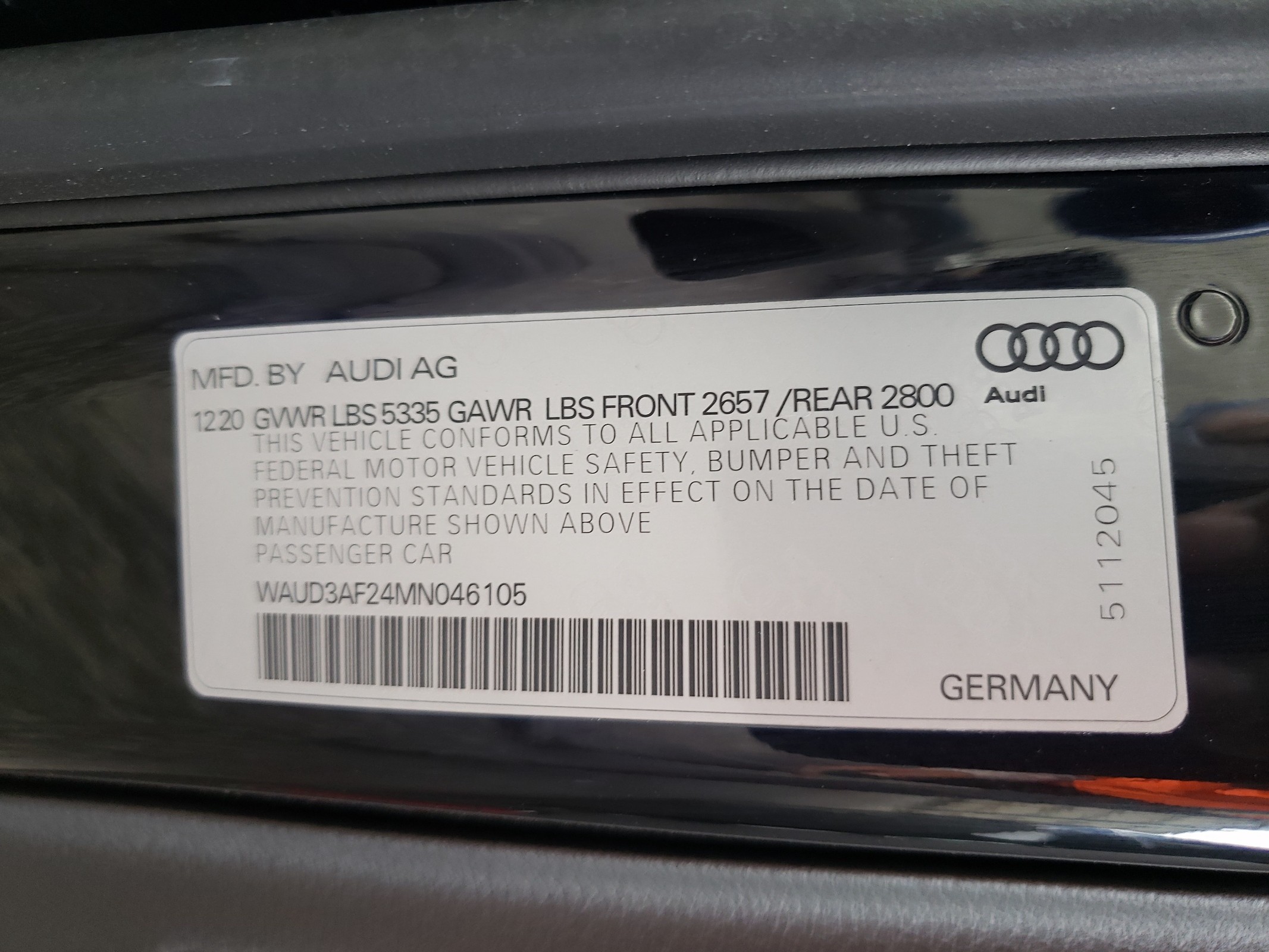 WAUD3AF24MN046105 2021 Audi A6 Premium