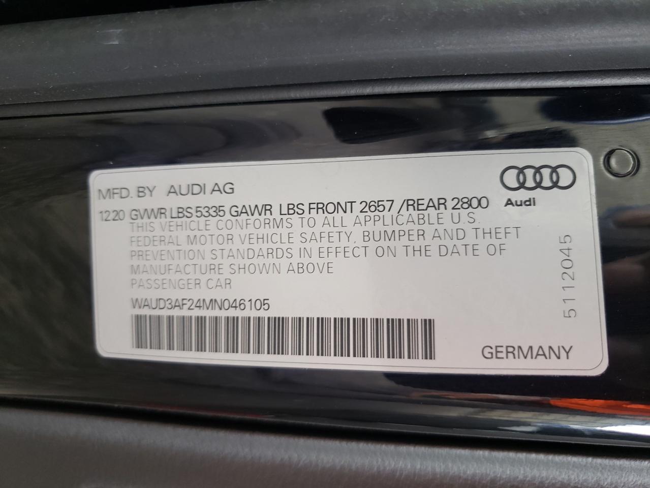 2021 Audi A6 Premium VIN: WAUD3AF24MN046105 Lot: 63653094