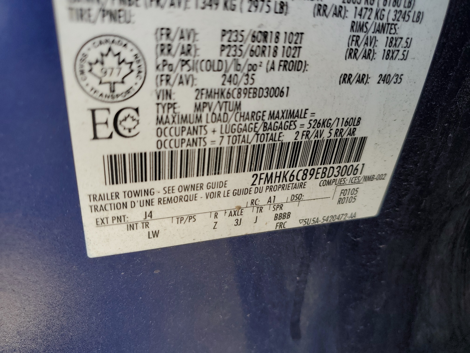 2FMHK6C89EBD30061 2014 Ford Flex Sel