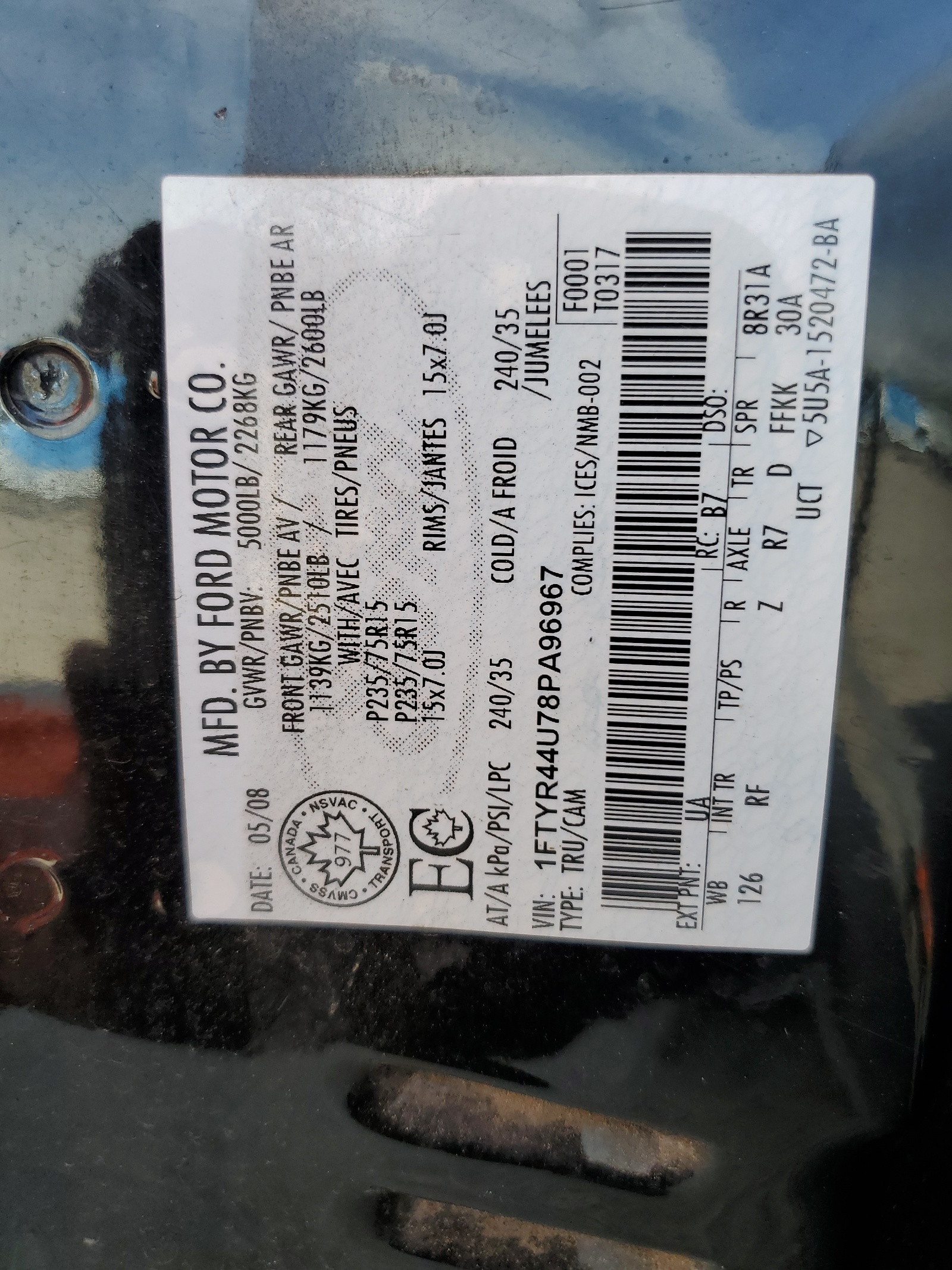 1FTYR44U78PA96967 2008 Ford Ranger Super Cab