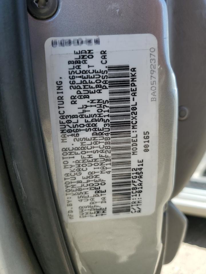 2004 Toyota Avalon Xl VIN: 4T1BF28B84U351175 Lot: 63122384