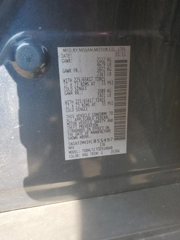 2015 Nissan Rogue S VIN: 5N1AT2MV1FC855497 Lot: 64852654