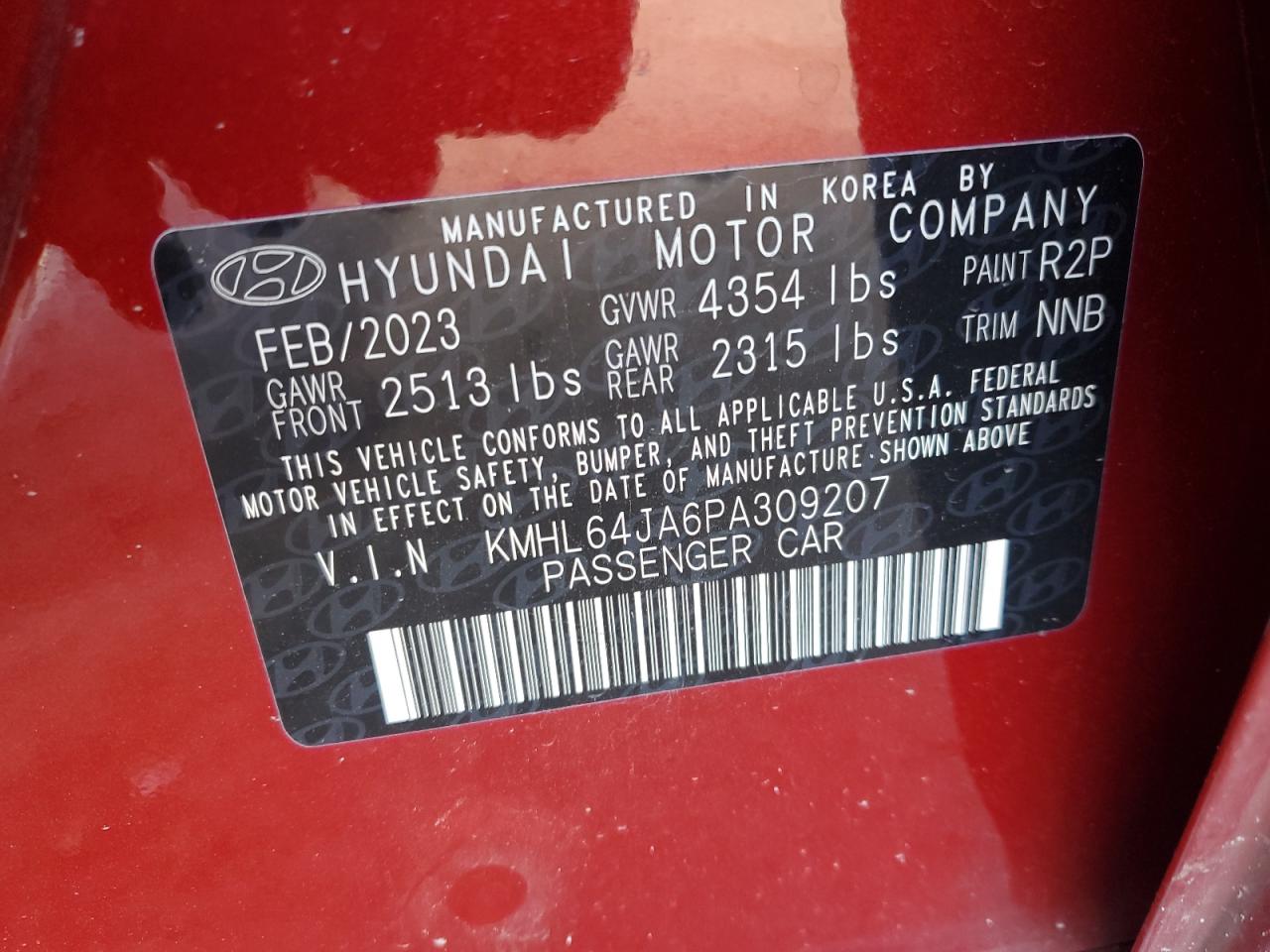 2023 Hyundai Sonata Sel VIN: KMHL64JA6PA309207 Lot: 63598744