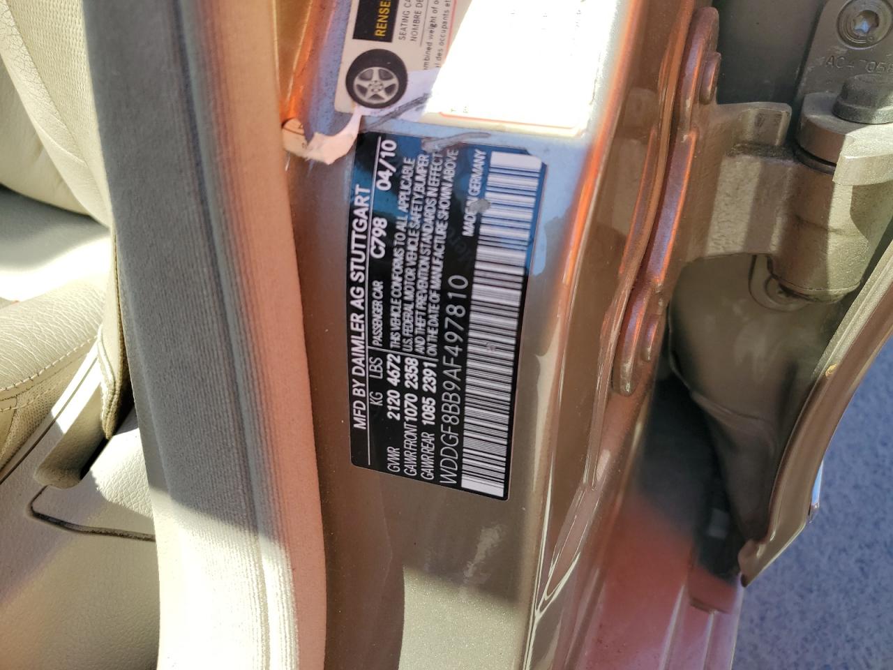 2010 Mercedes-Benz C 300 4Matic VIN: WDDGF8BB9AF497810 Lot: 61443964