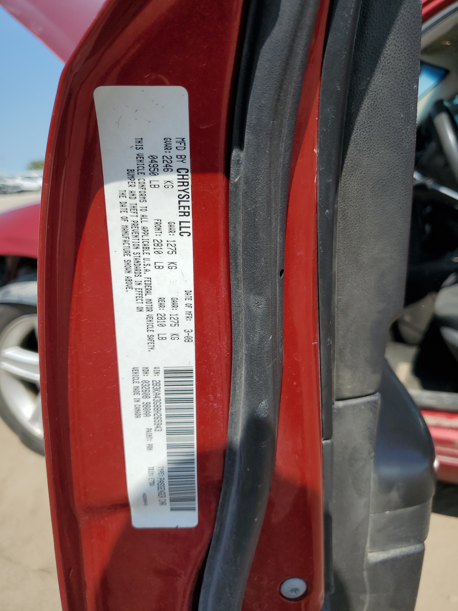 2B3KA43G88H265943 2008 Dodge Charger