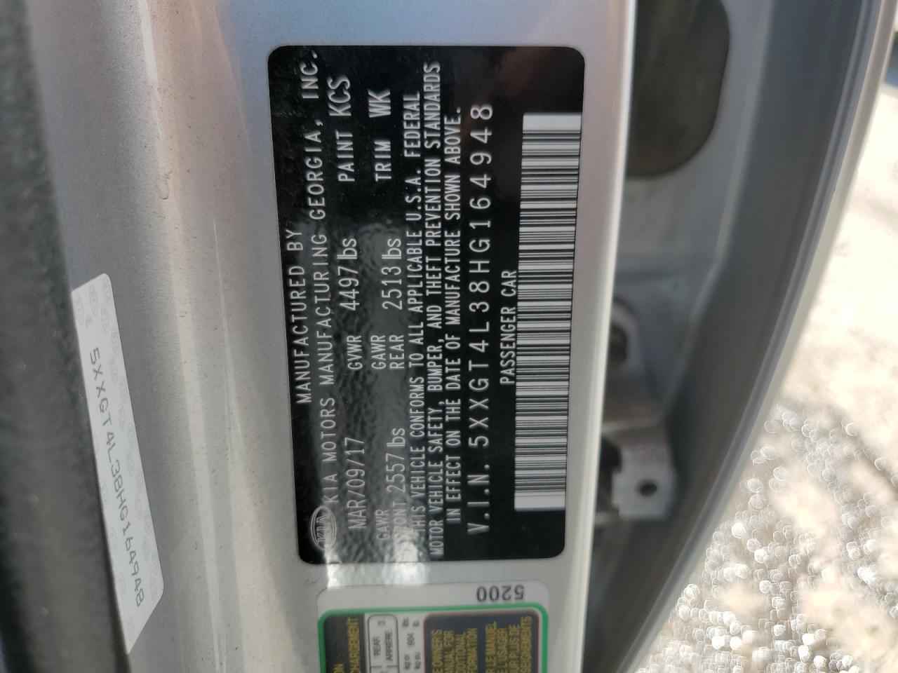 2017 Kia Optima Lx VIN: 5XXGT4L38HG164948 Lot: 64021944