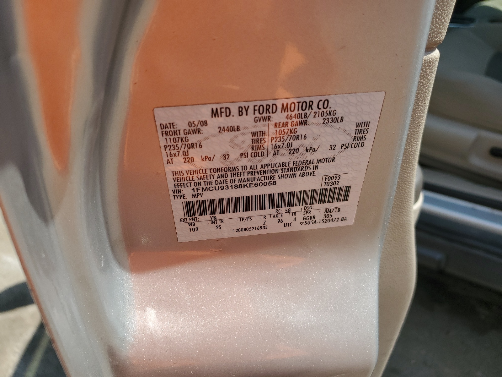 1FMCU93188KE60058 2008 Ford Escape Xlt