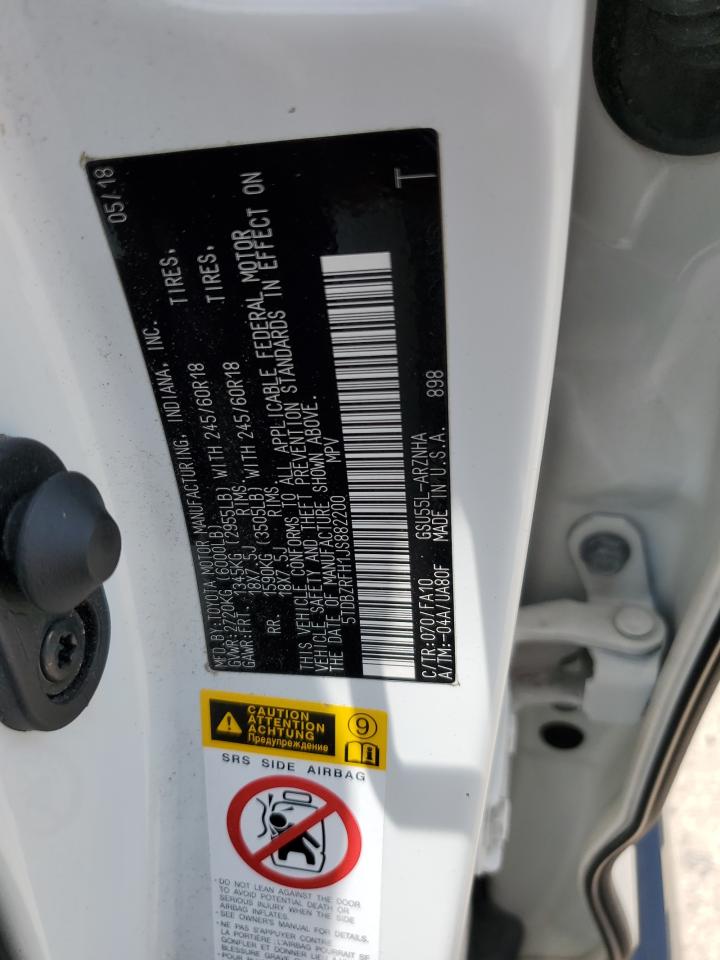 2018 Toyota Highlander Le VIN: 5TDBZRFH1JS882200 Lot: 64005294