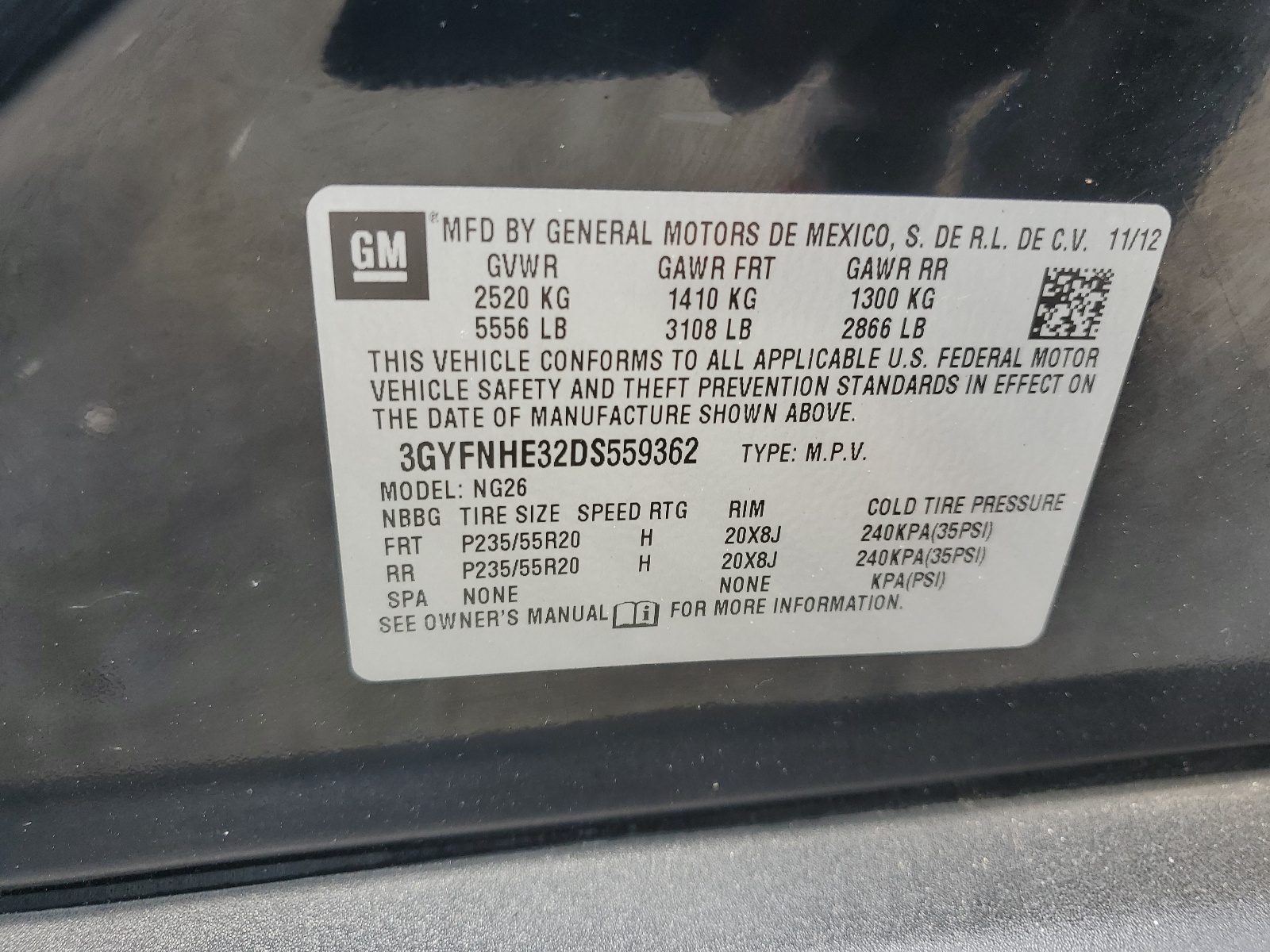 3GYFNHE32DS559362 2013 Cadillac Srx Performance Collection