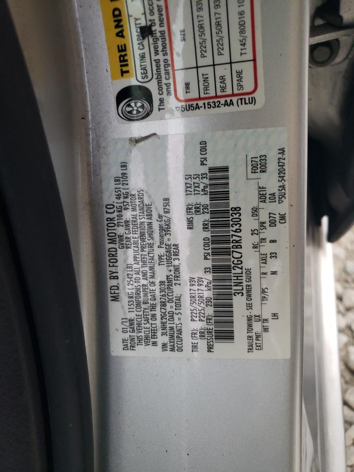 2011 Lincoln Mkz VIN: 3LNHL2GC7BR763038 Lot: 63691884