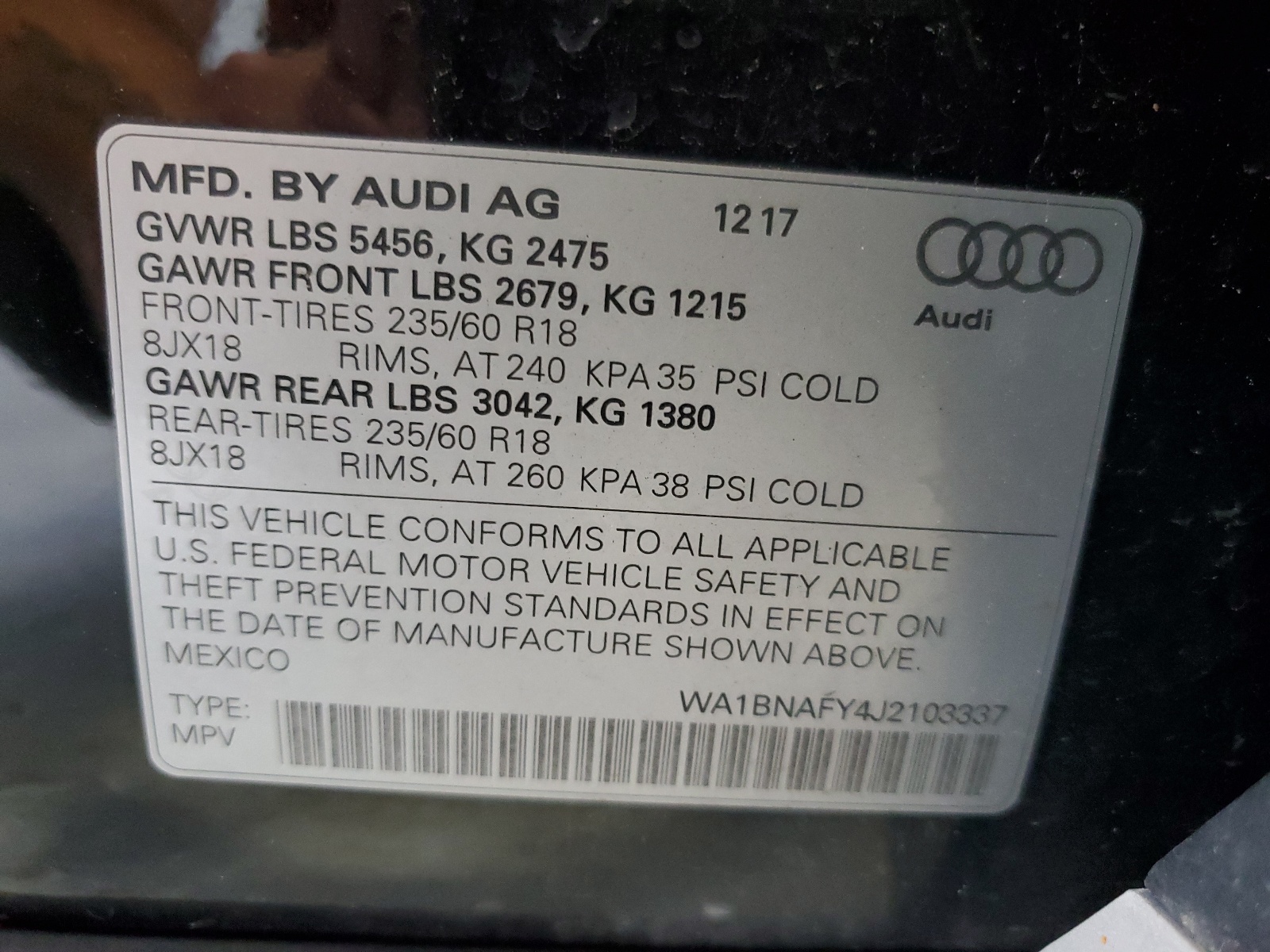 WA1BNAFY4J2103337 2018 Audi Q5 Premium Plus