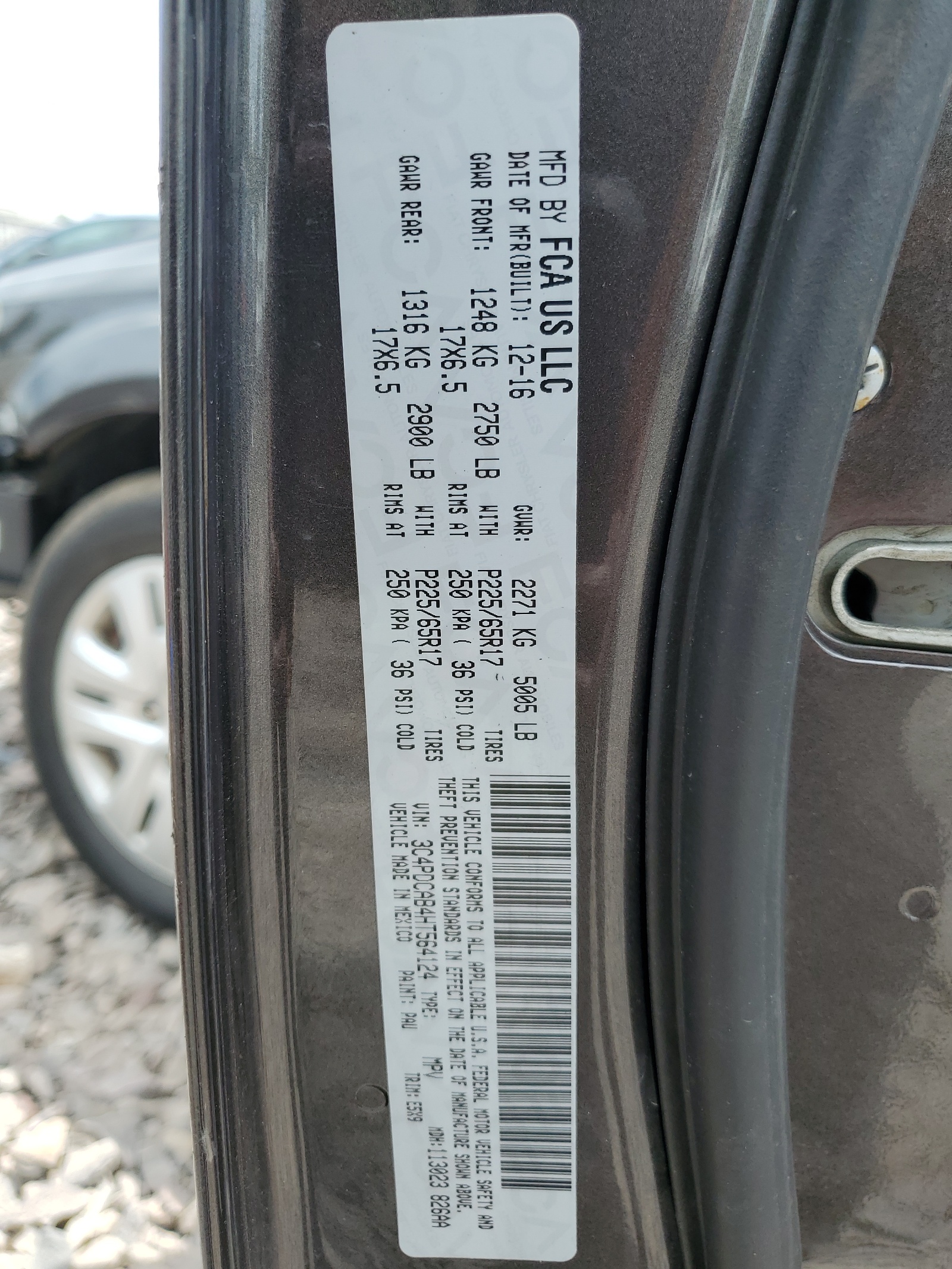 3C4PDCAB4HT564124 2017 Dodge Journey Se