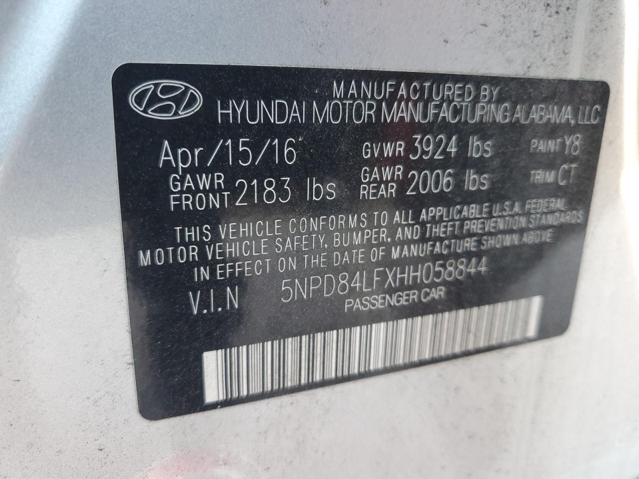 2017 Hyundai Elantra Se VIN: 5NPD84LFXHH058844 Lot: 64305424