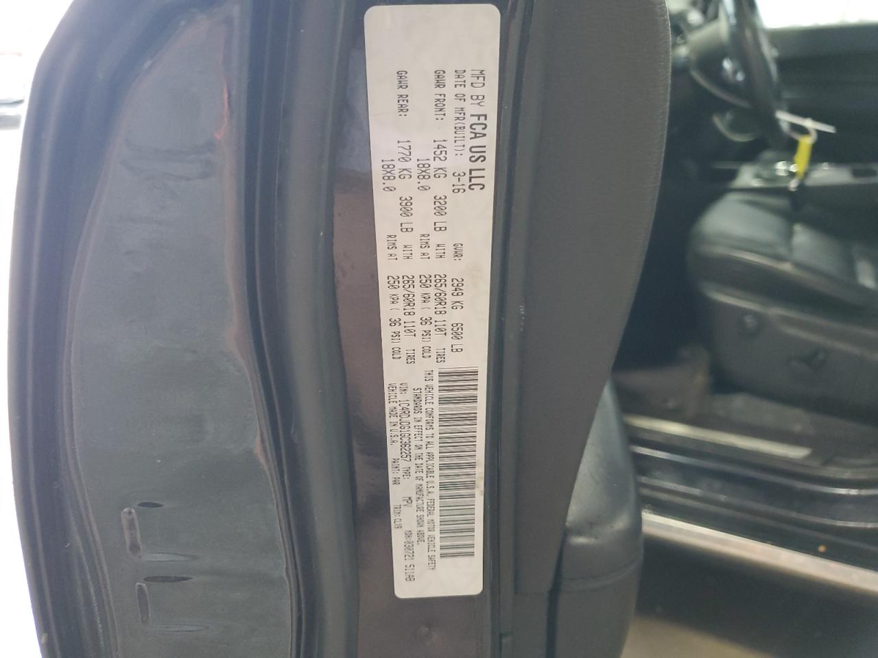 2016 Dodge Durango Limited VIN: 1C4RDJDG1GC362257 Lot: 64066834