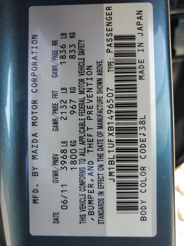 2011 Mazda 3 I VIN: JM1BL1UFXB1496507 Lot: 61161194