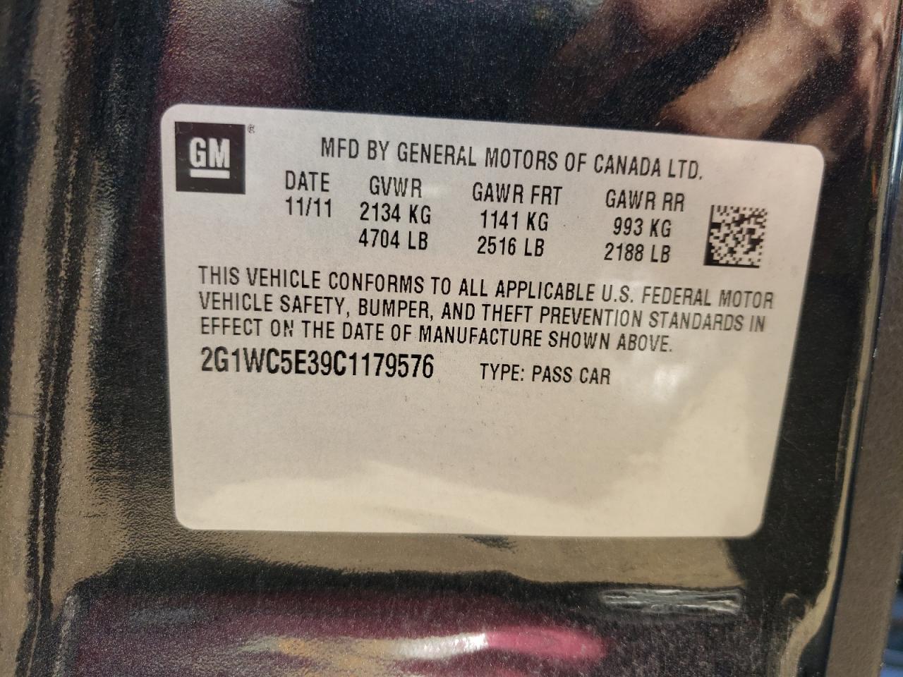 2012 Chevrolet Impala Ltz VIN: 2G1WC5E39C1179576 Lot: 63490904