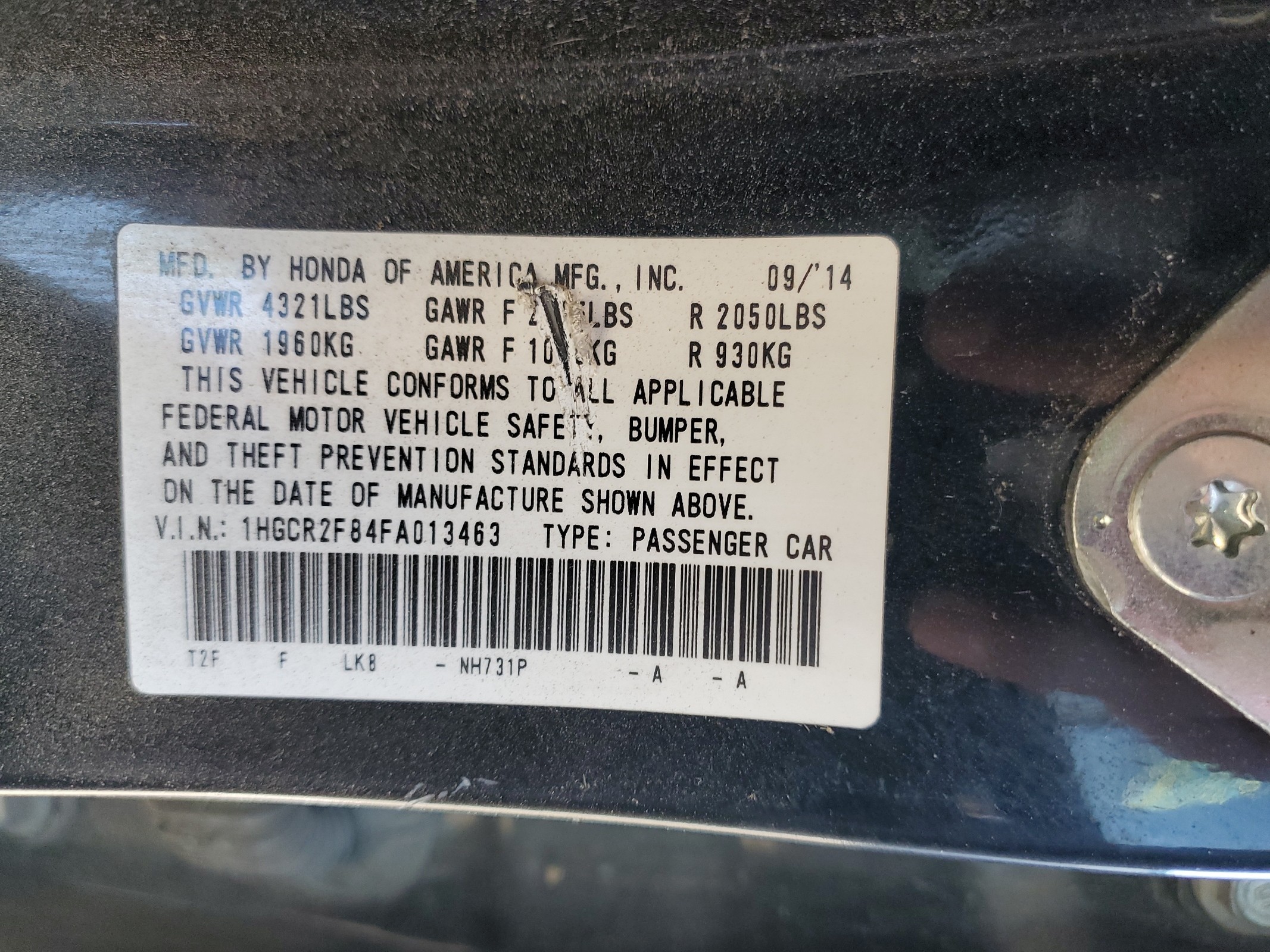 2015 Honda Accord Exl vin: 1HGCR2F84FA013463