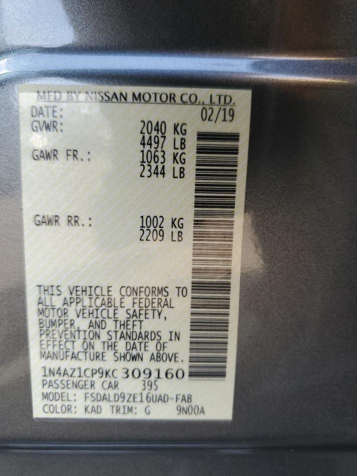 2019 Nissan Leaf S VIN: 1N4AZ1CP9KC309160 Lot: 64955334