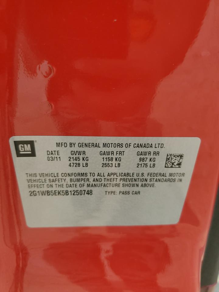 2011 Chevrolet Impala Lt VIN: 2G1WB5EK5B1250748 Lot: 64253774