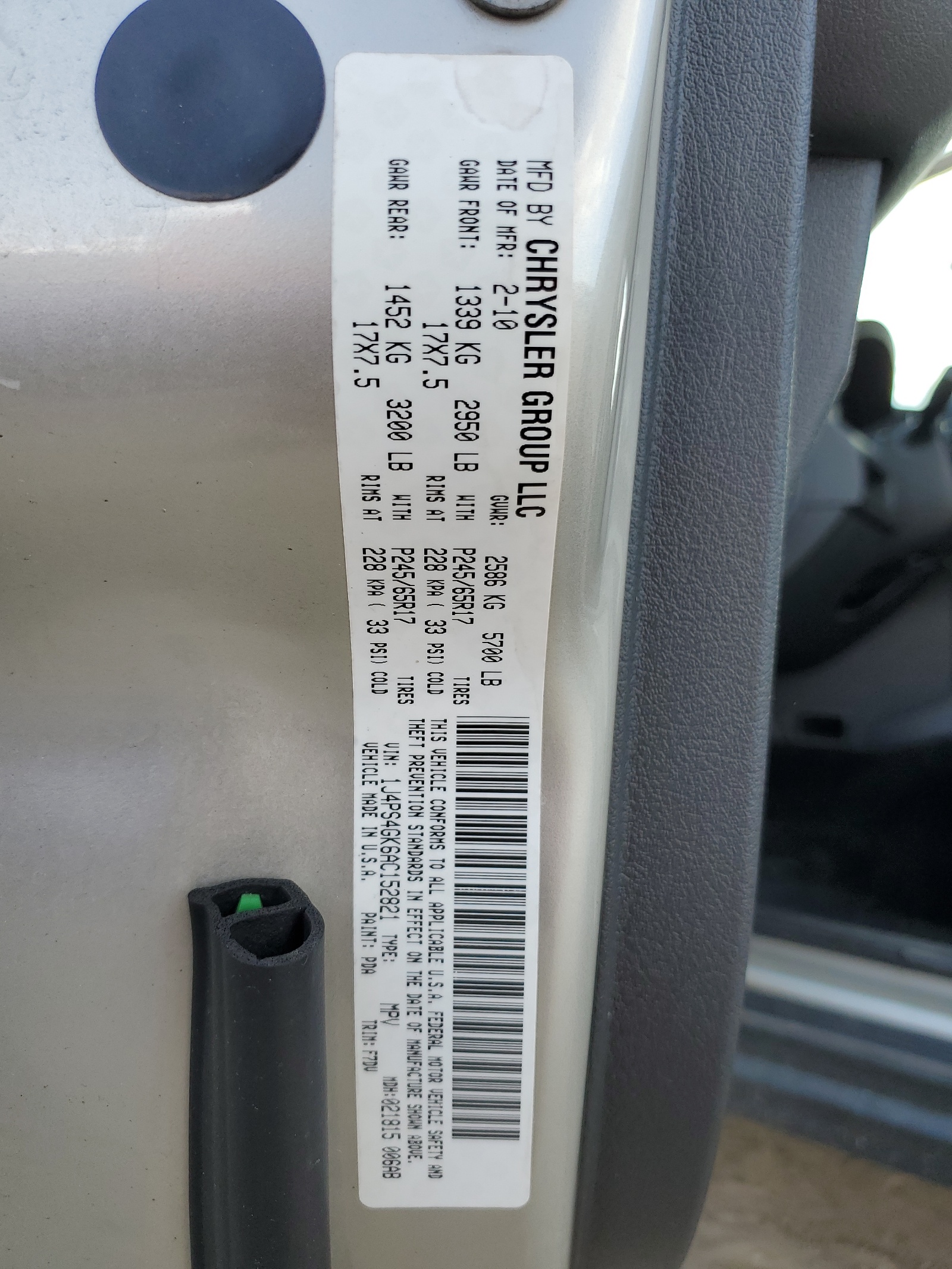 1J4PS4GK6AC152821 2010 Jeep Grand Cherokee Laredo