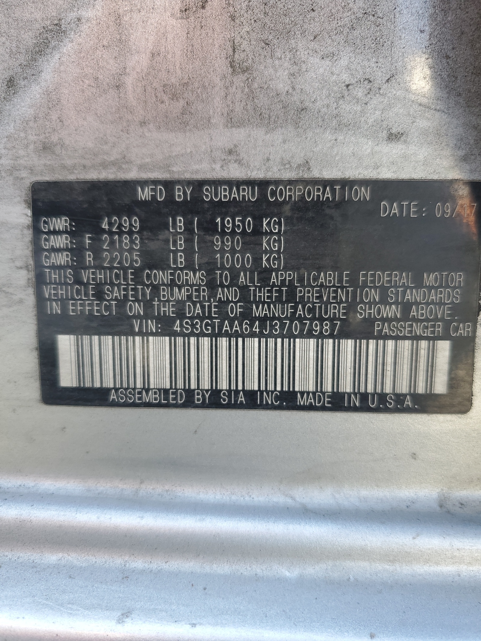 4S3GTAA64J3707987 2018 Subaru Impreza