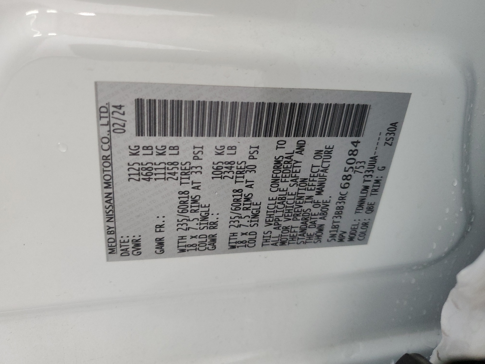 5N1BT3BB3RC685084 2024 Nissan Rogue Sv