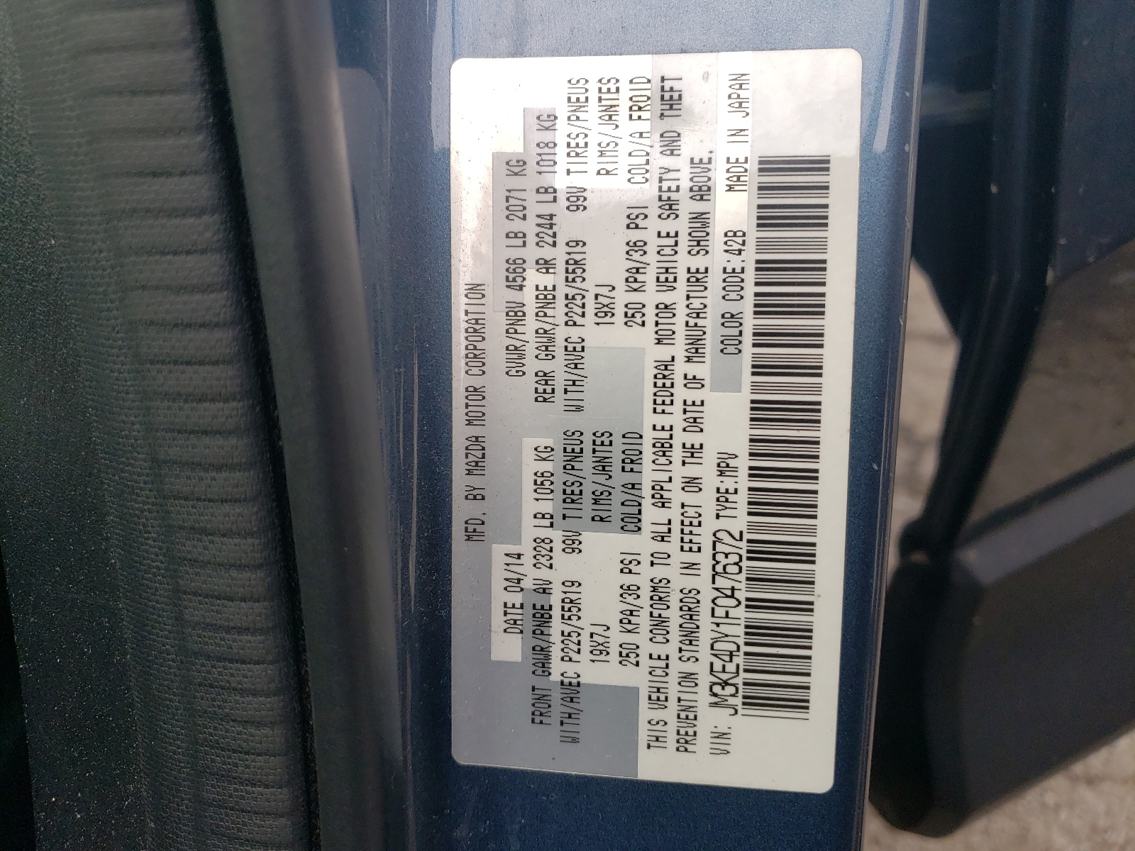 JM3KE4DY1F0476372 2015 Mazda Cx-5 Gt