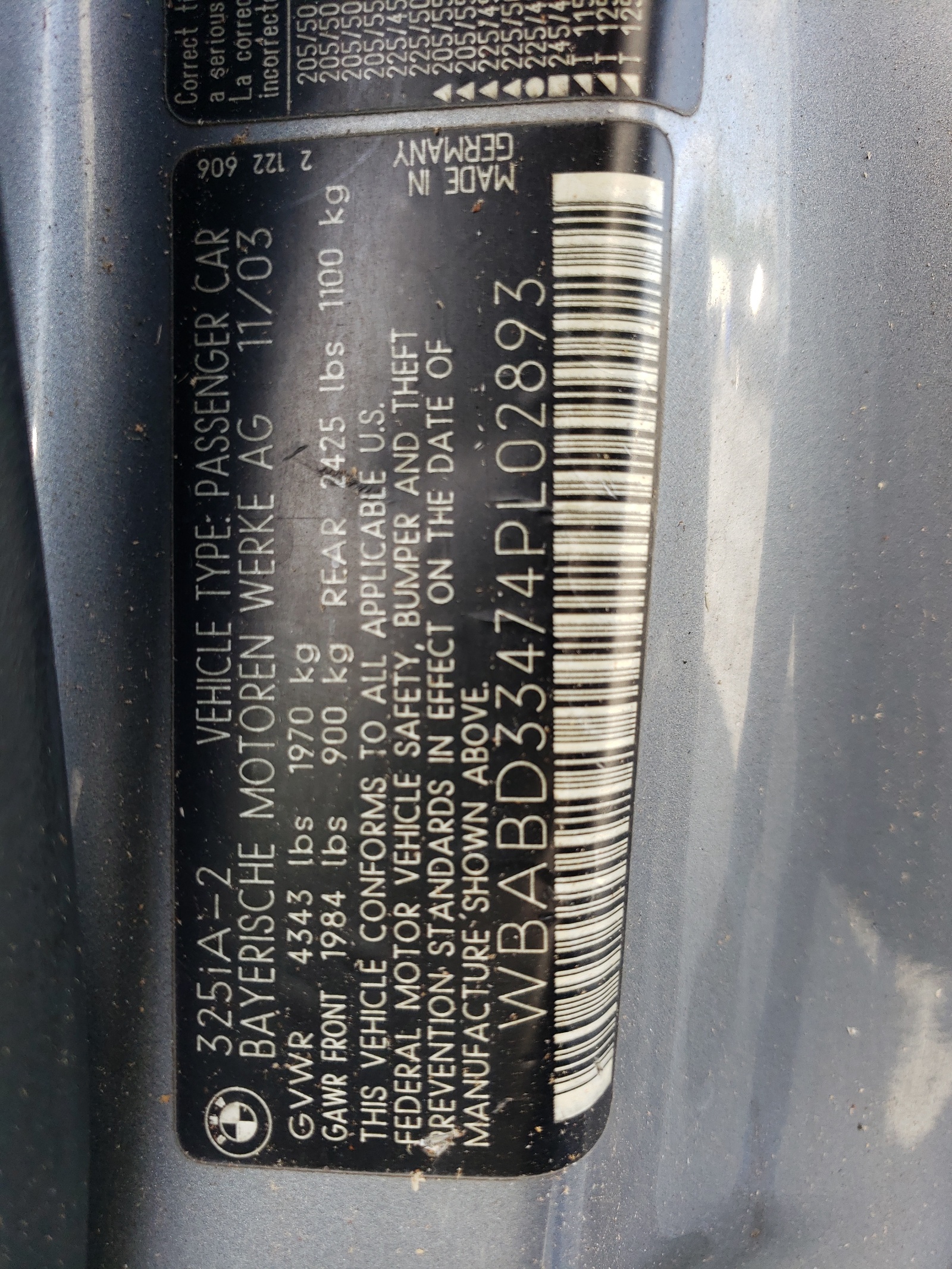 WBABD33474PL02893 2004 BMW 325 Ci