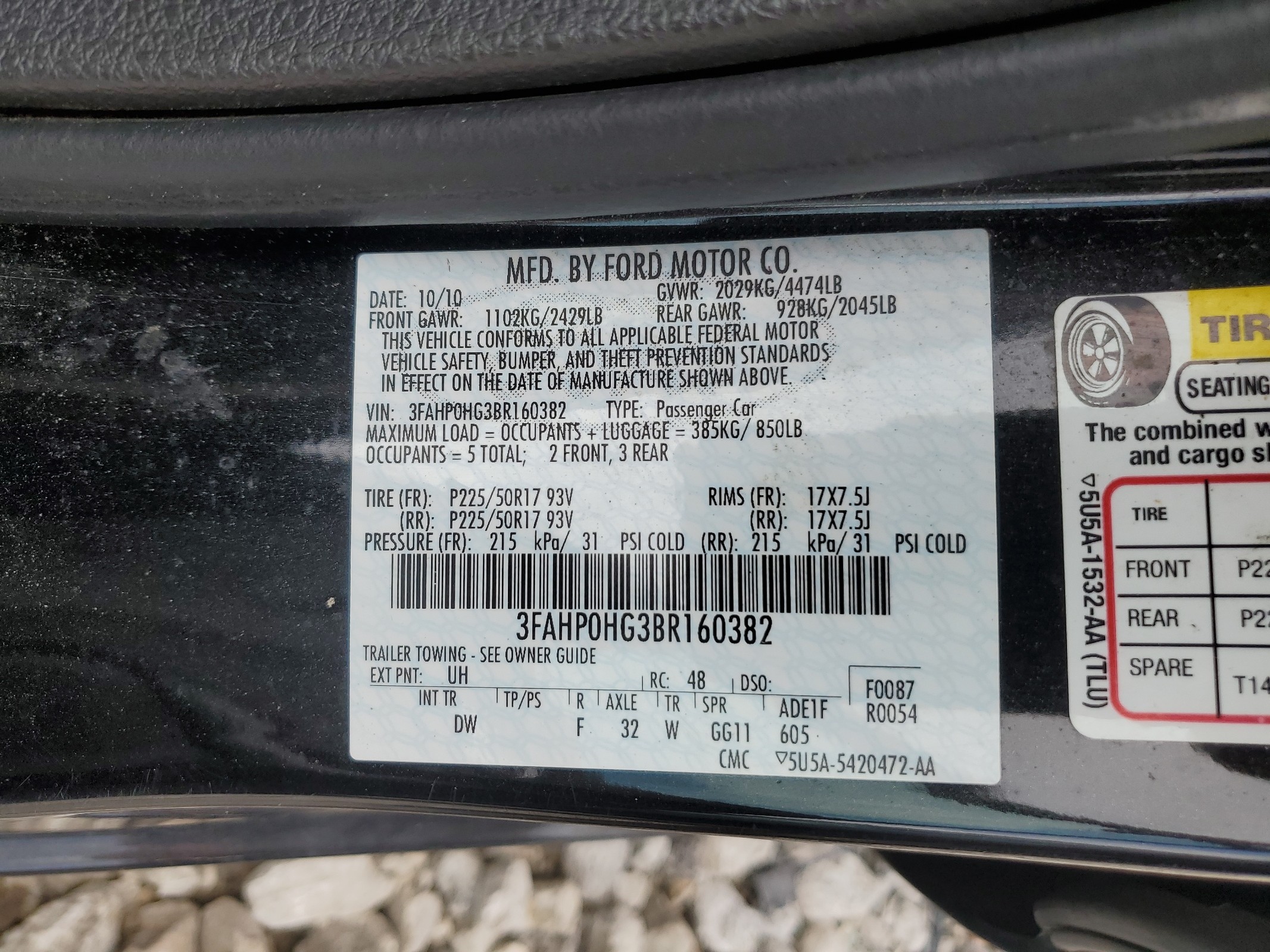 3FAHP0HG3BR160382 2011 Ford Fusion Se