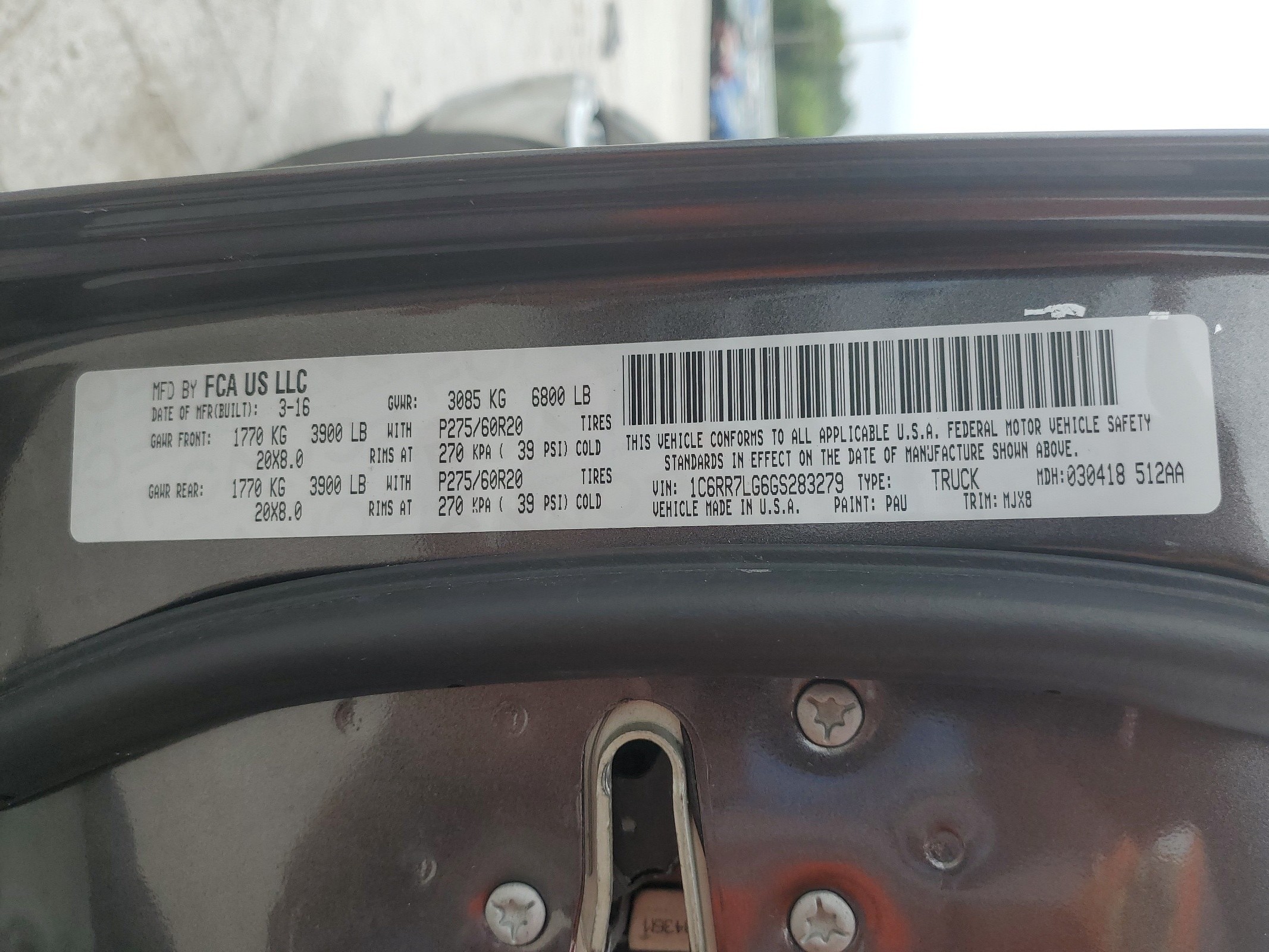 1C6RR7LG6GS283279 2016 Ram 1500 Slt