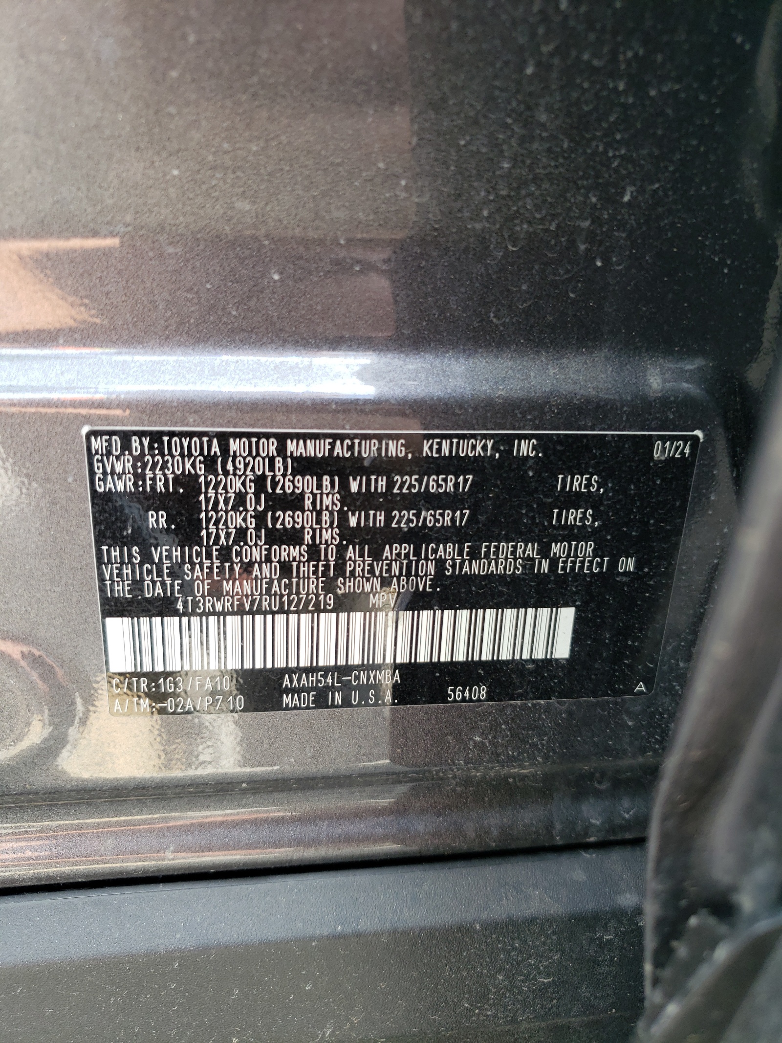 4T3RWRFV7RU127219 2024 Toyota Rav4 Xle