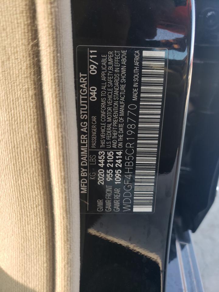 2012 Mercedes-Benz C 250 VIN: WDDGF4HB5CR198770 Lot: 63344434