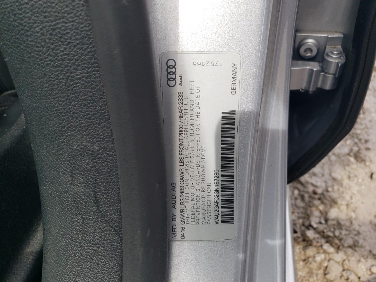 2016 Audi A7 Prestige VIN: WAU2GAFC2GN187280 Lot: 64347704