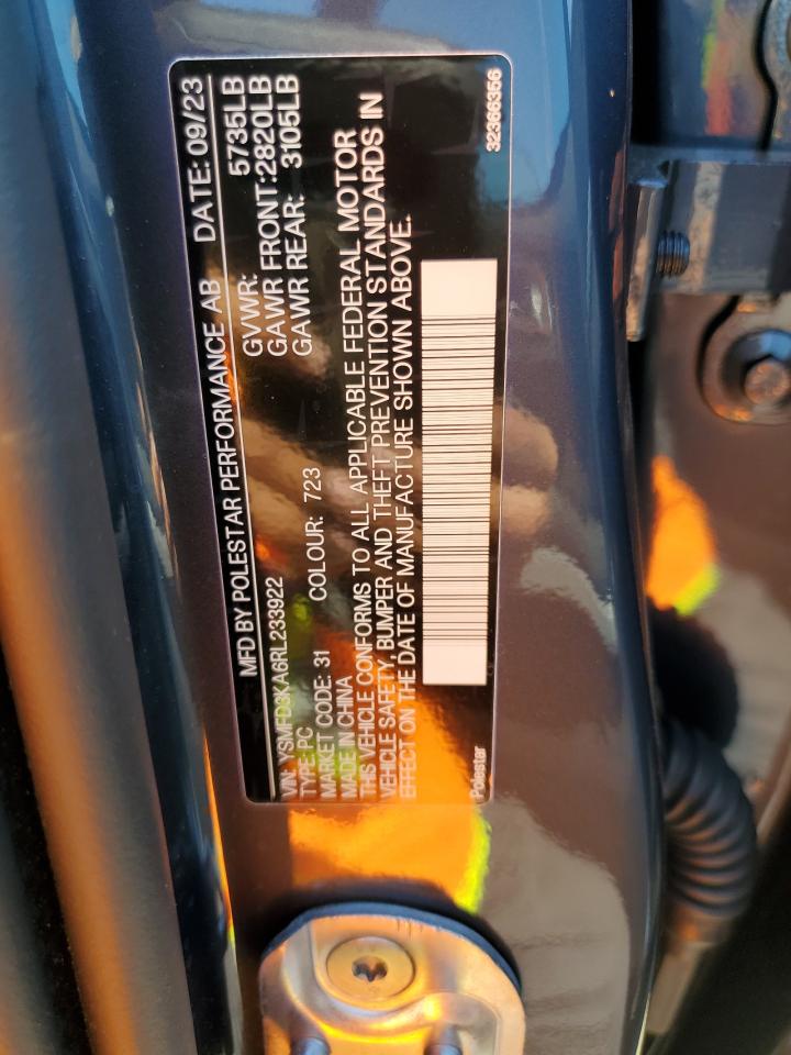 2024 Polestar 2 VIN: YSMFD3KA6RL233922 Lot: 61705354