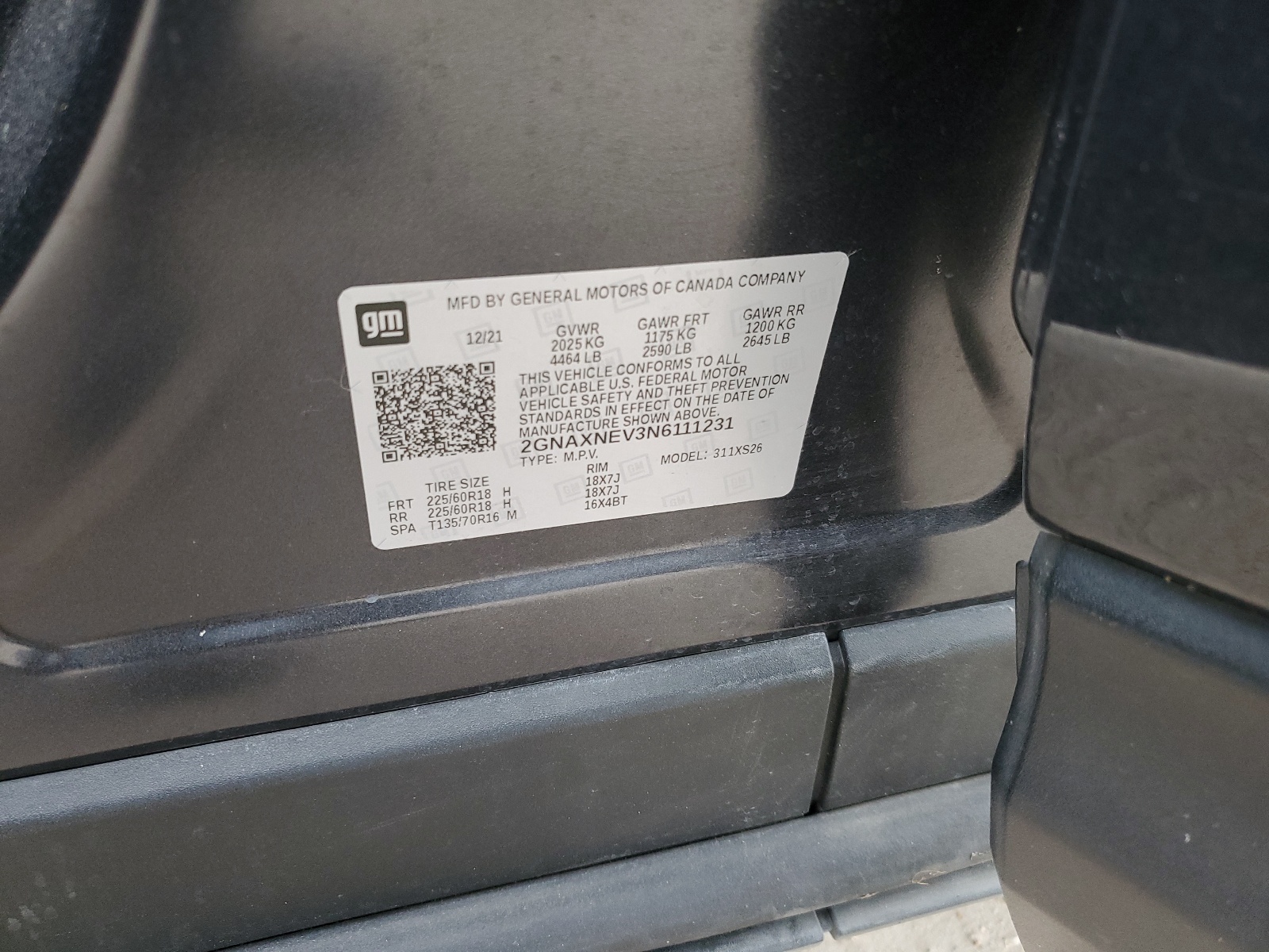 2GNAXNEV3N6111231 2022 Chevrolet Equinox Premier