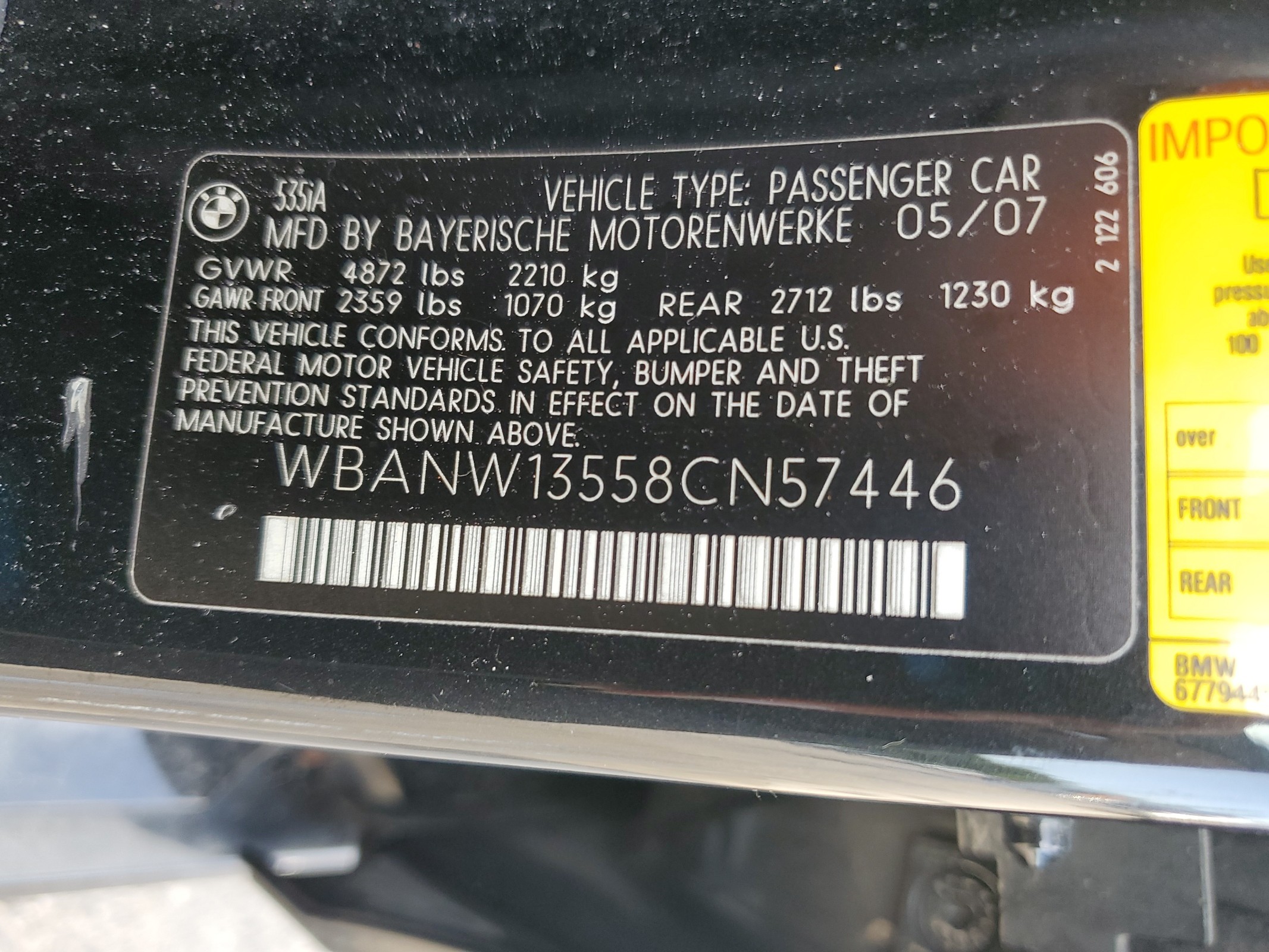 WBANW13558CN57446 2008 BMW 535 I