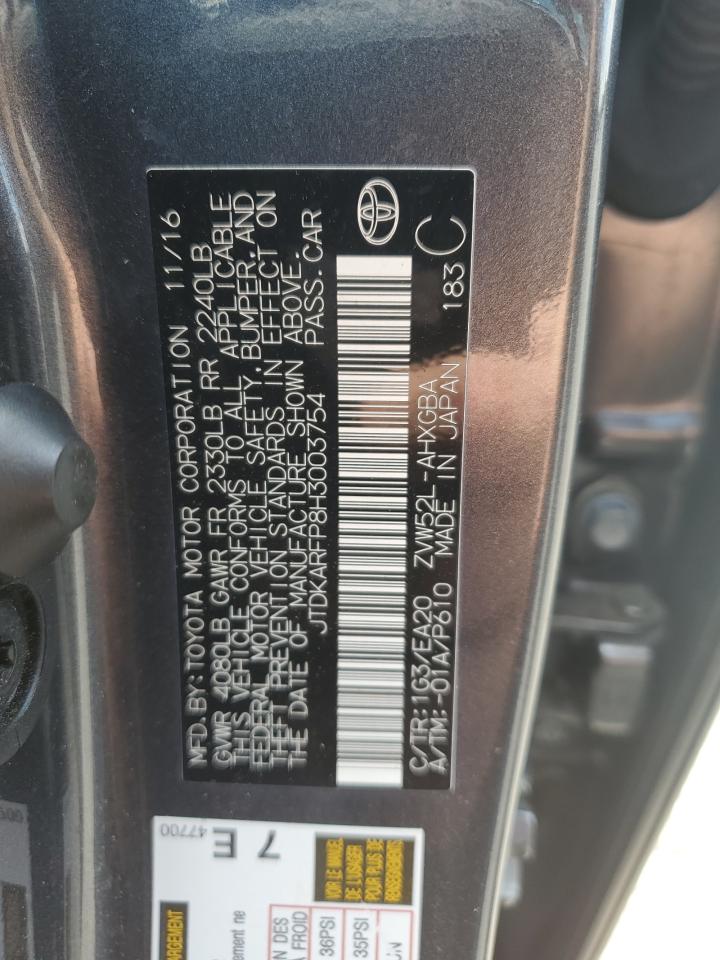 2017 Toyota Prius Prime VIN: JTDKARFP8H3003754 Lot: 63400174