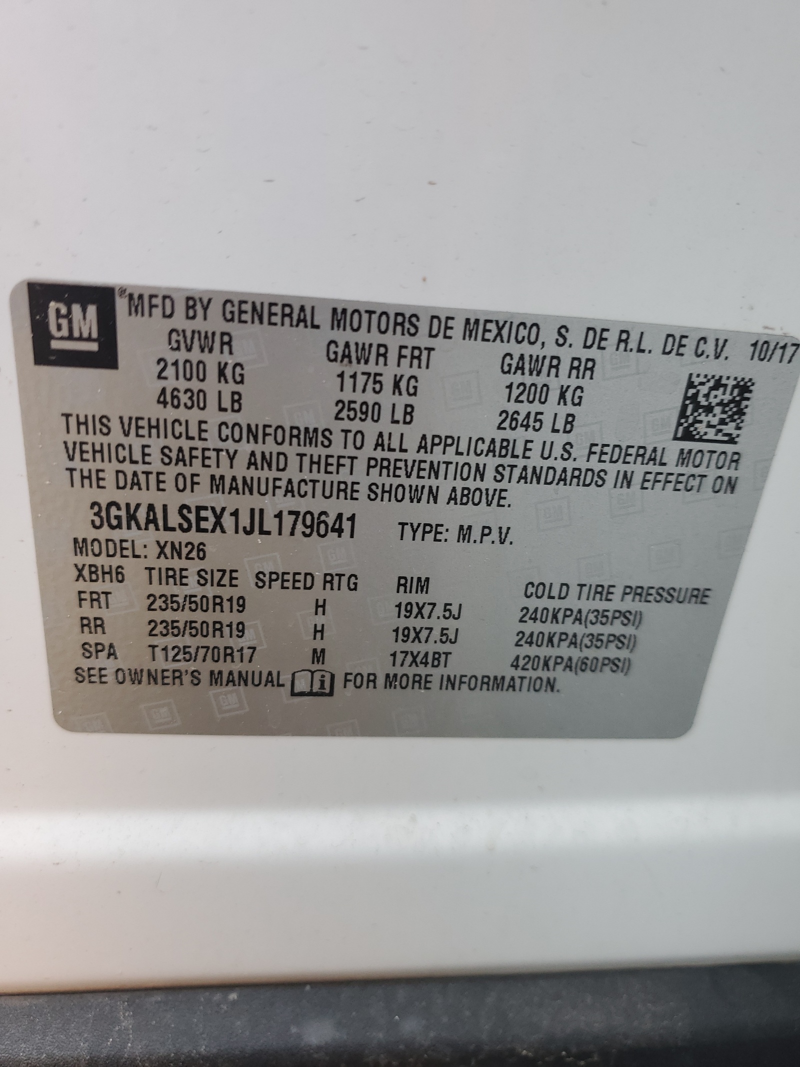 3GKALSEX1JL179641 2018 GMC Terrain Denali